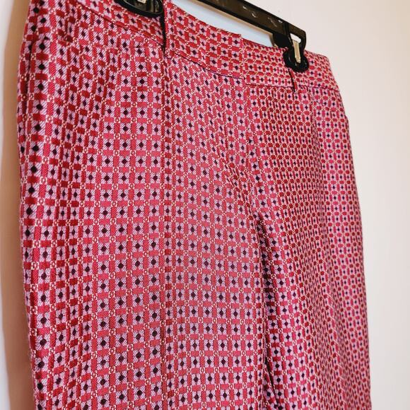 The Limited red geometric print jacquard cropped pants size 2P Retro Artsy 70s - Picture 4 of 12
